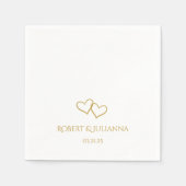 カップルの名前の日付シンプルハートスタイリッシュの結婚 スタンダードカクテルナプキン (正面)