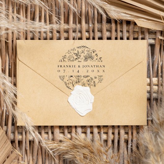 カップルの名前は日付を保存 |植物学エレガント学 ラバースタンプ