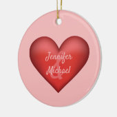 カップルの名前をカスタムするを持つ赤いハート セラミックオーナメント (左)
