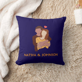 カップルの名前を写したかわいい手で描かれたカップル クッション