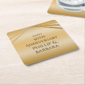 カップルの名前ゴールデン50周年エレガント スクエアペーパーコースター (アングル)