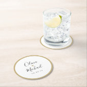 カップルの名前シンプルのエレガントスクリプト結婚の ラウンドペーパーコースター (インサイチュ)