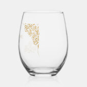 カップルの名前日付手書き金ゴールド結婚バラ ステムなしワイングラス (左)