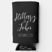 カップルの名前結婚と日付 スリム缶クーラー (正面)