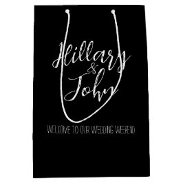 カップルの名前結婚の歓迎バッグ ミディアムペーパーバッグ