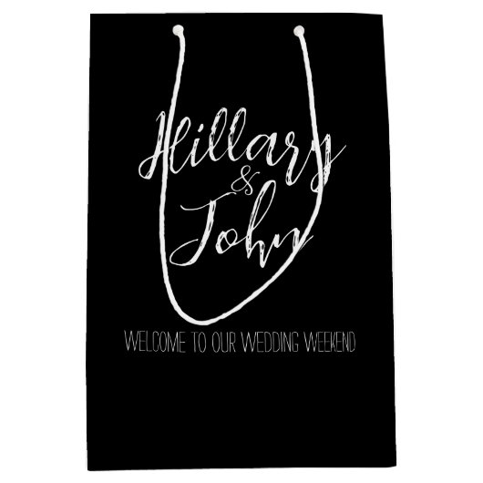 カップルの名前結婚の歓迎バッグ ミディアムペーパーバッグ (正面)