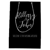 カップルの名前結婚の歓迎バッグ ミディアムペーパーバッグ (裏面)