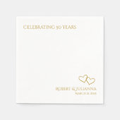 カップルの名前金ゴールドハート50周年記念パーティー スタンダードカクテルナプキン (正面)