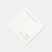 カップルの名前金ゴールドハート50周年記念パーティー スタンダードカクテルナプキン (角)