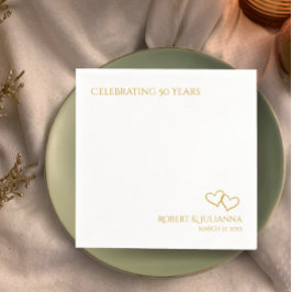 カップルの名前金ゴールドハート50周年記念パーティー スタンダードカクテルナプキン