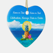 カップルの名前、日付のハワイのオーナメント セラミックオーナメント (右)
