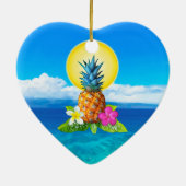 カップルの名前、日付のハワイのオーナメント セラミックオーナメント (裏面)