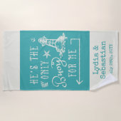 カップルの妻の夫のかわいい一致の巡航の休暇 ビーチタオル (正面)