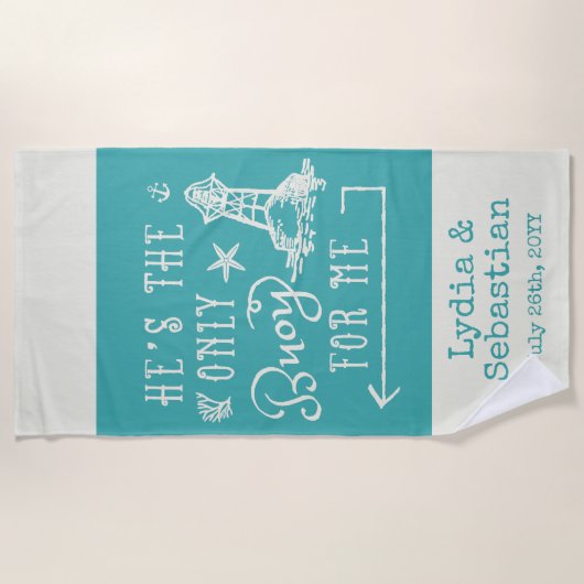 カップルの妻の夫のかわいい一致の巡航の休暇 ビーチタオル (正面)