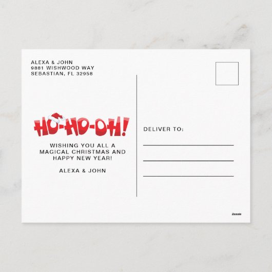 カップルの婚約した写真おもしろいのクリスマス シーズンポストカード (裏面)