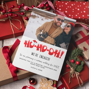 カップルの婚約した写真おもしろいのクリスマス シーズンポストカード