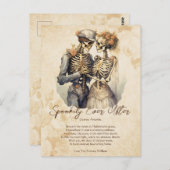 カップルの恋の後に不気味なヴィンテージハロウィーン ポストカード (正面/裏面)