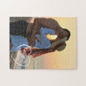 カップルの愛のハートの写真パーソナライズされた ジグソーパズル (横)