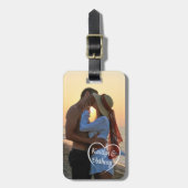 カップルの愛のハートの写真パーソナライズされた ラゲッジタグ (正面縦)