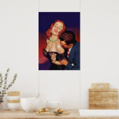 カップルの愛のレトロヴィンテージパルプカバーアート ポスター (キッチン)