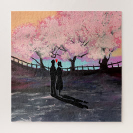 カップルの愛の正方形ジグソーパズル ジグソーパズル