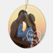 カップルの愛ハートの写真名 セラミックオーナメント (左)