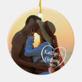 カップルの愛ハートの写真名 セラミックオーナメント (裏面)