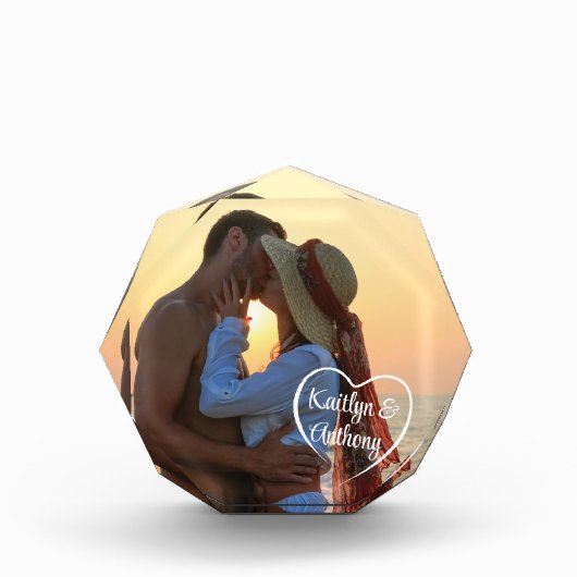 カップルの愛ハートの写真名 フォトブロック (正面)