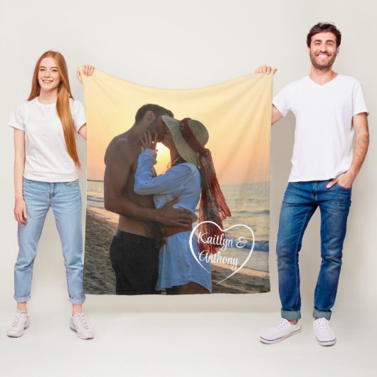 カップルの愛ハートの写真名 フリースブランケット (インサイチュ)