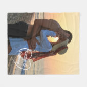 カップルの愛ハートの写真名 フリースブランケット (正面(横))