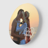 カップルの愛ハートの写真名 ラージ壁時計