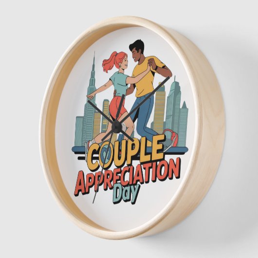 カップルの感謝の日 壁時計 (傾斜)