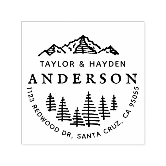 カップルの手素朴引き山差出人住所 セルフインキングスタンプ (デザイン)