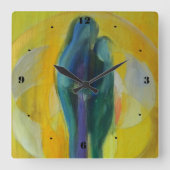 カップルの抱擁愛バレンタインの正方形の柱時計 スクエア壁時計 (正面)