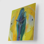 カップルの抱擁愛バレンタインの正方形の柱時計 スクエア壁時計 (傾斜)