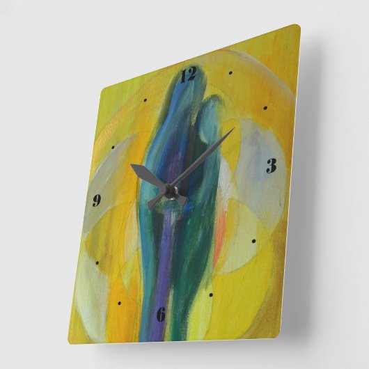 カップルの抱擁愛バレンタインの正方形の柱時計 スクエア壁時計 (傾斜)