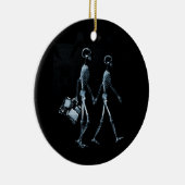 カップルの旅行のX線の視野の骨組-青 セラミックオーナメント (右)