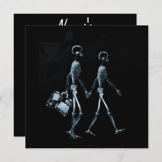 カップルの旅行のX線の視野の骨組-青 招待状 (正面/裏面)