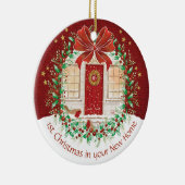 カップルの最初のクリスマスニューホーム、2つのロビン セラミックオーナメント (右)