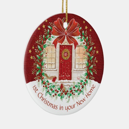 カップルの最初のクリスマスニューホーム、2つのロビン セラミックオーナメント (右)