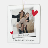 カップルの最初のスワイプ'オンラインデートすること セラミックオーナメント (左)