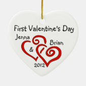 カップルの最初のバレンタインデーオーナメント セラミックオーナメント (裏面)
