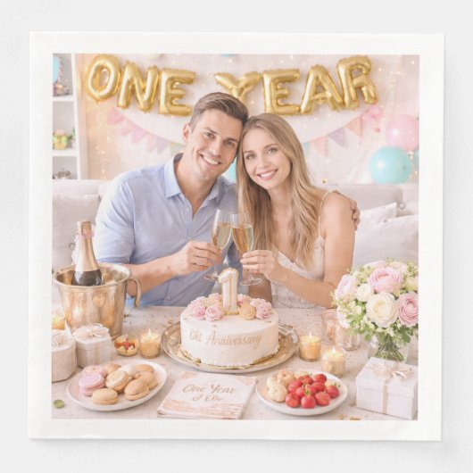 カップルの最初の結婚記念日のお祝いフォー (正面)