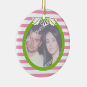 カップルの最初の/クリスマス結婚の1番目の写真オーナメント セラミックオーナメント (右)