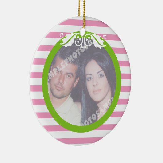 カップルの最初の/クリスマス結婚の1番目の写真オーナメント セラミックオーナメント (右)