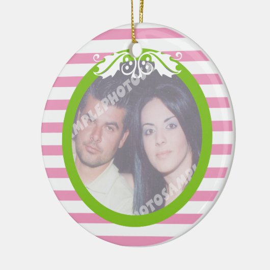 カップルの最初の/クリスマス結婚の1番目の写真オーナメント セラミックオーナメント (左)