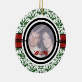 カップルの最初/1stクリスマスダマスクの写真オーナメント セラミックオーナメント (右)