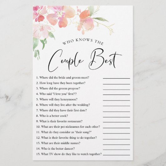 カップルの最高のフローラシャワーゲーム (正面)