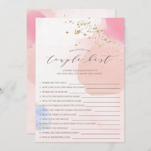 カップルの最高のブライダルシャワーゲームの招待 招待状 (正面/裏面)