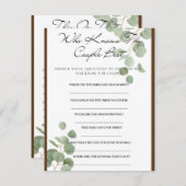 カップルの最高のブライダルシャワーゲーム エンクロージャーカード (正面/裏面)